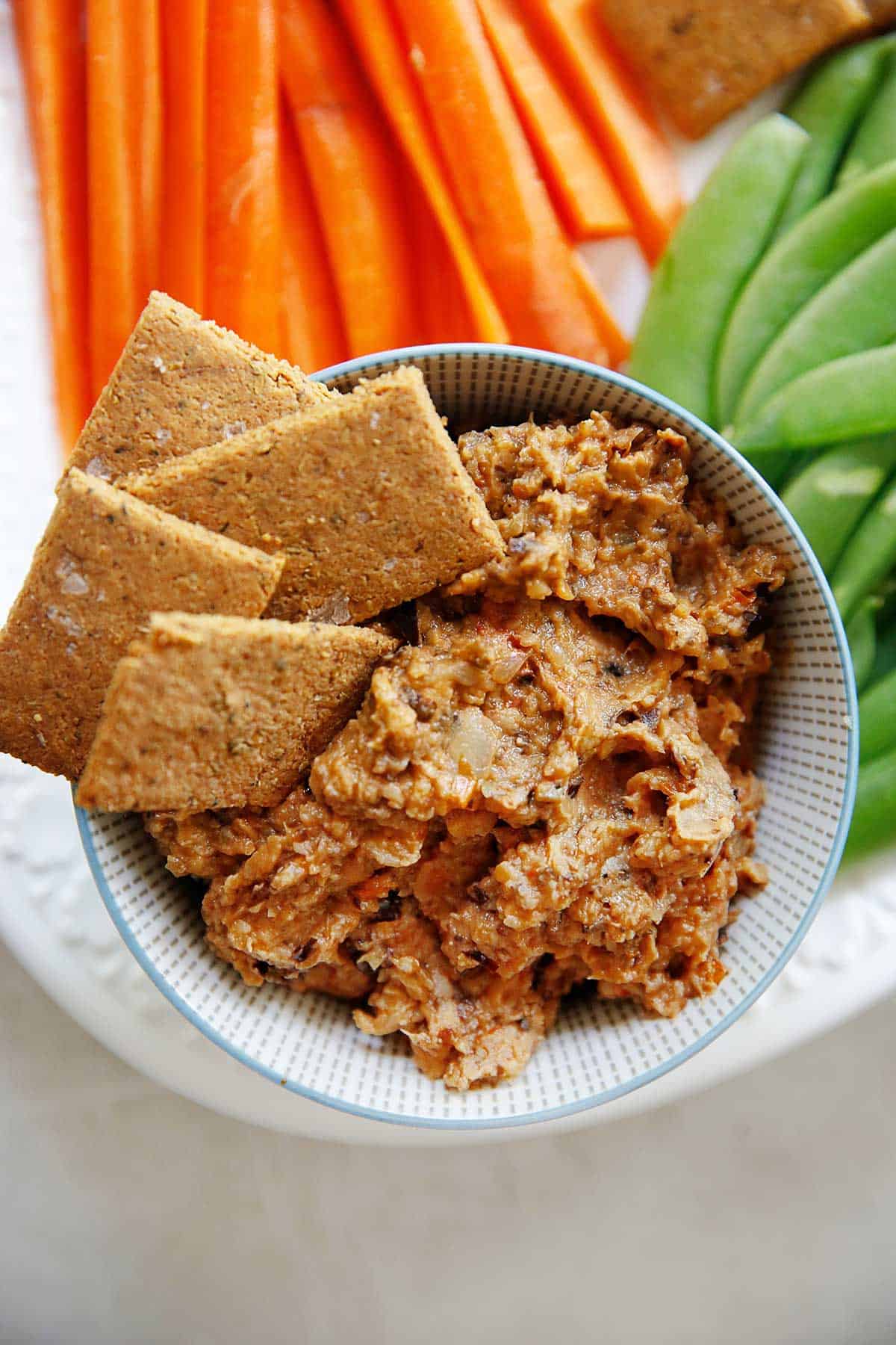 Roasted Eggplant Dip with Homemade Garlic, Herb, and Sea Salt Crackers