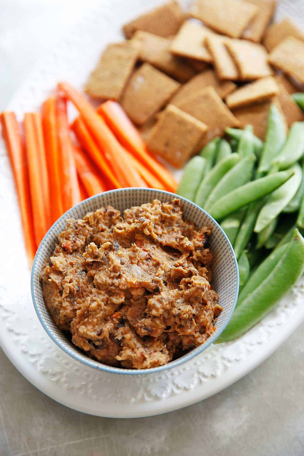 Roasted Eggplant Dip with Homemade Garlic, Herb, and Sea Salt Crackers ...