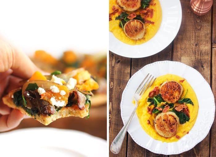 #2ways2percent: butternut squash pizza and creamy butternut squash puree with scallops and bacon