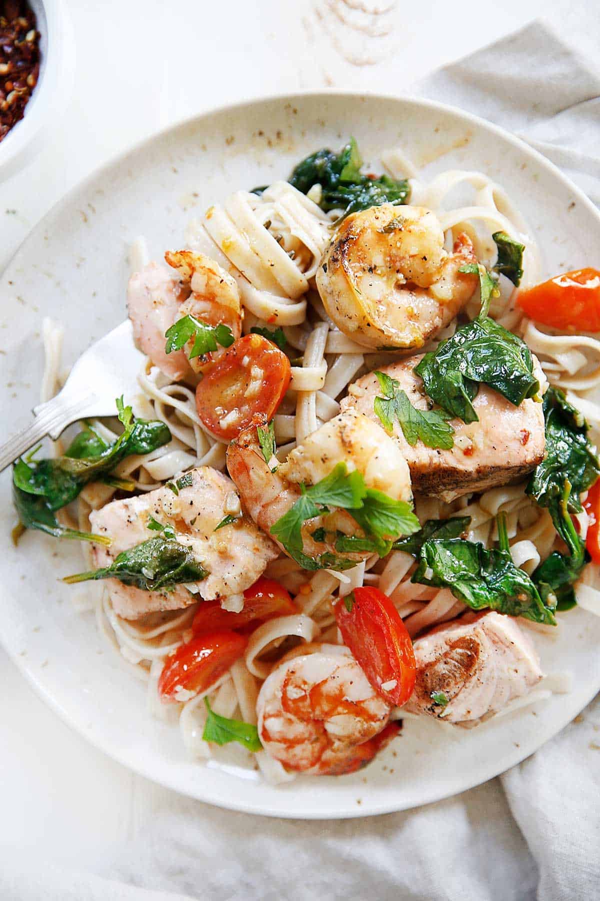 Salmon Scampi with Spinach and Tomatoes Salu Salo Recipes