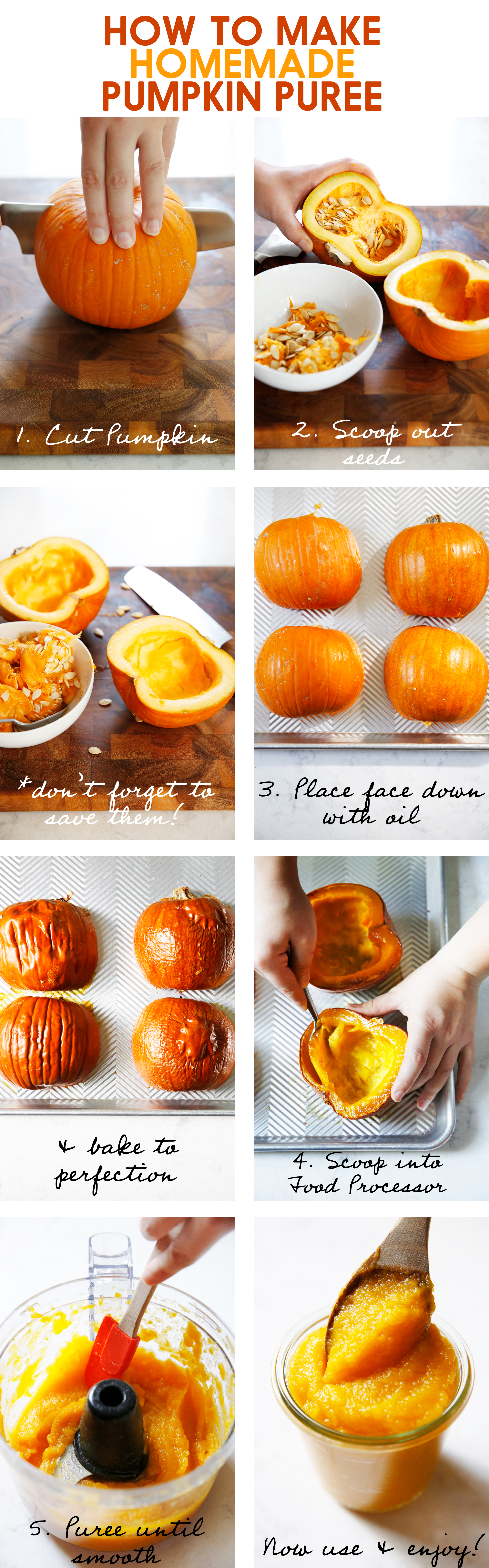 making pumpkin puree step by step