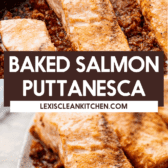 Baked salmon puttanesca