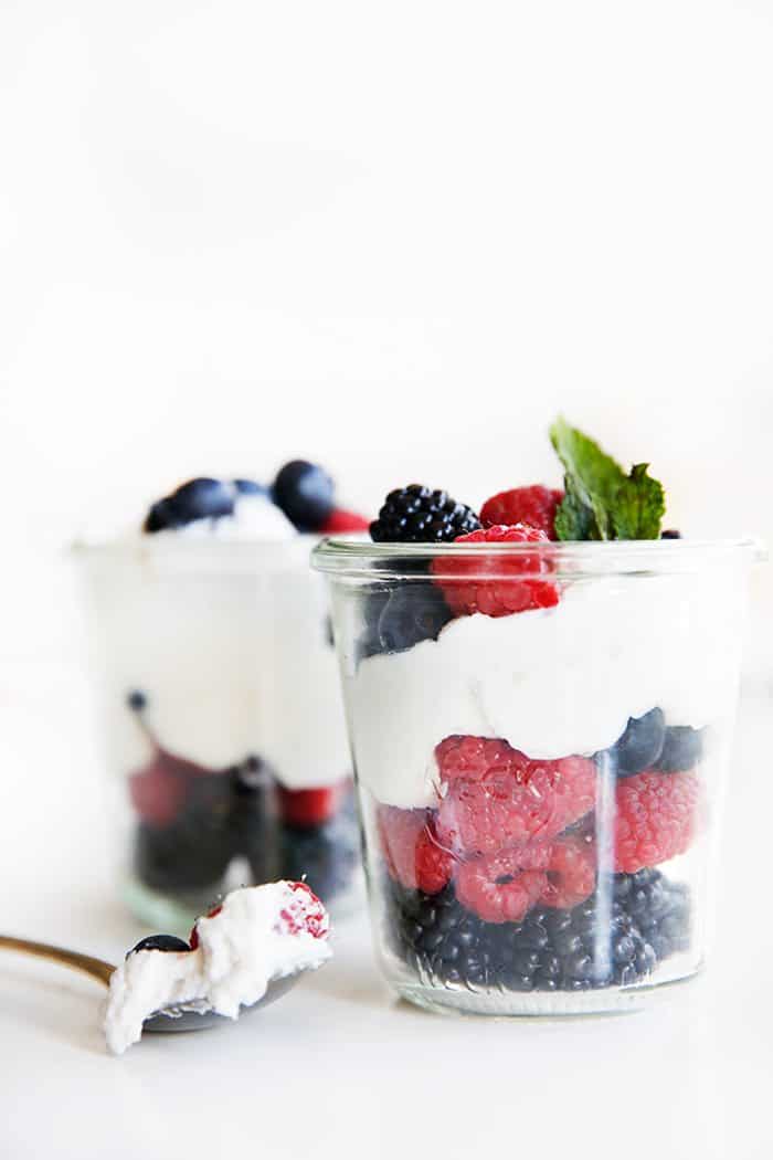 berries and coconut cream