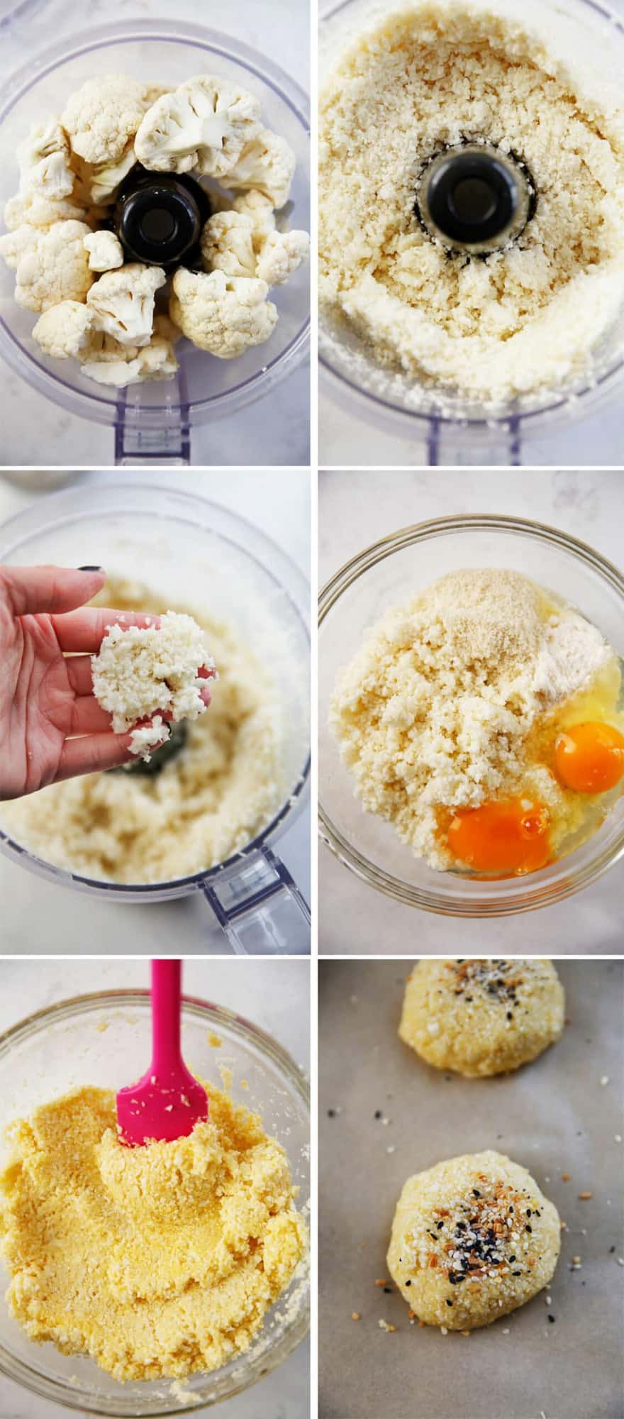 Step by step photo to make cauliflower buns.