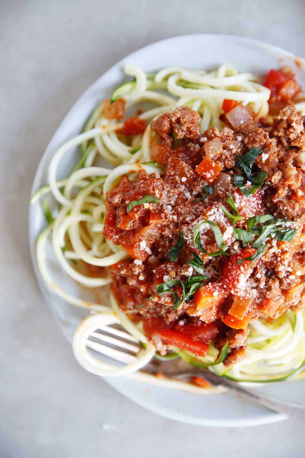 zucchini noodles spaghetti with meat