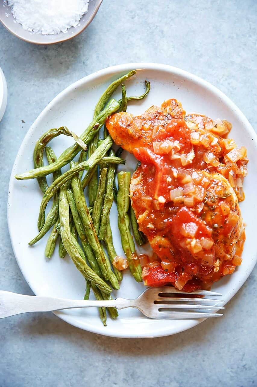 Chicken in tomato sauce Italian on a plate