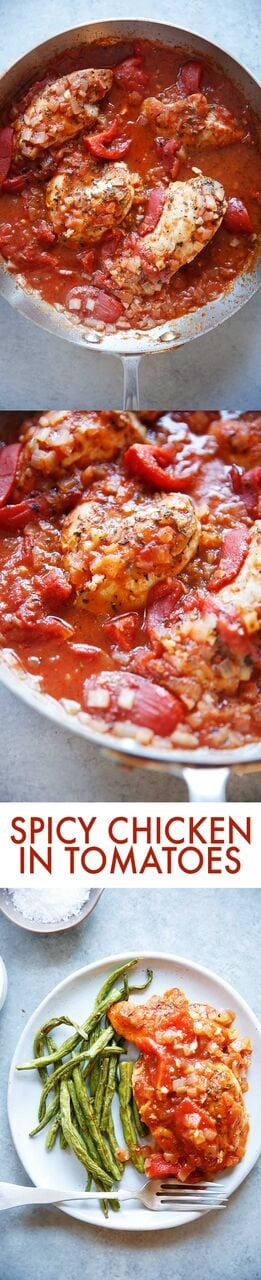 Spicy Chicken In Tomato Sauce {Low-carb, paleo-friendly, Whole30 compliant, 30 minutes or less} | Lexi's Clean Kitchen