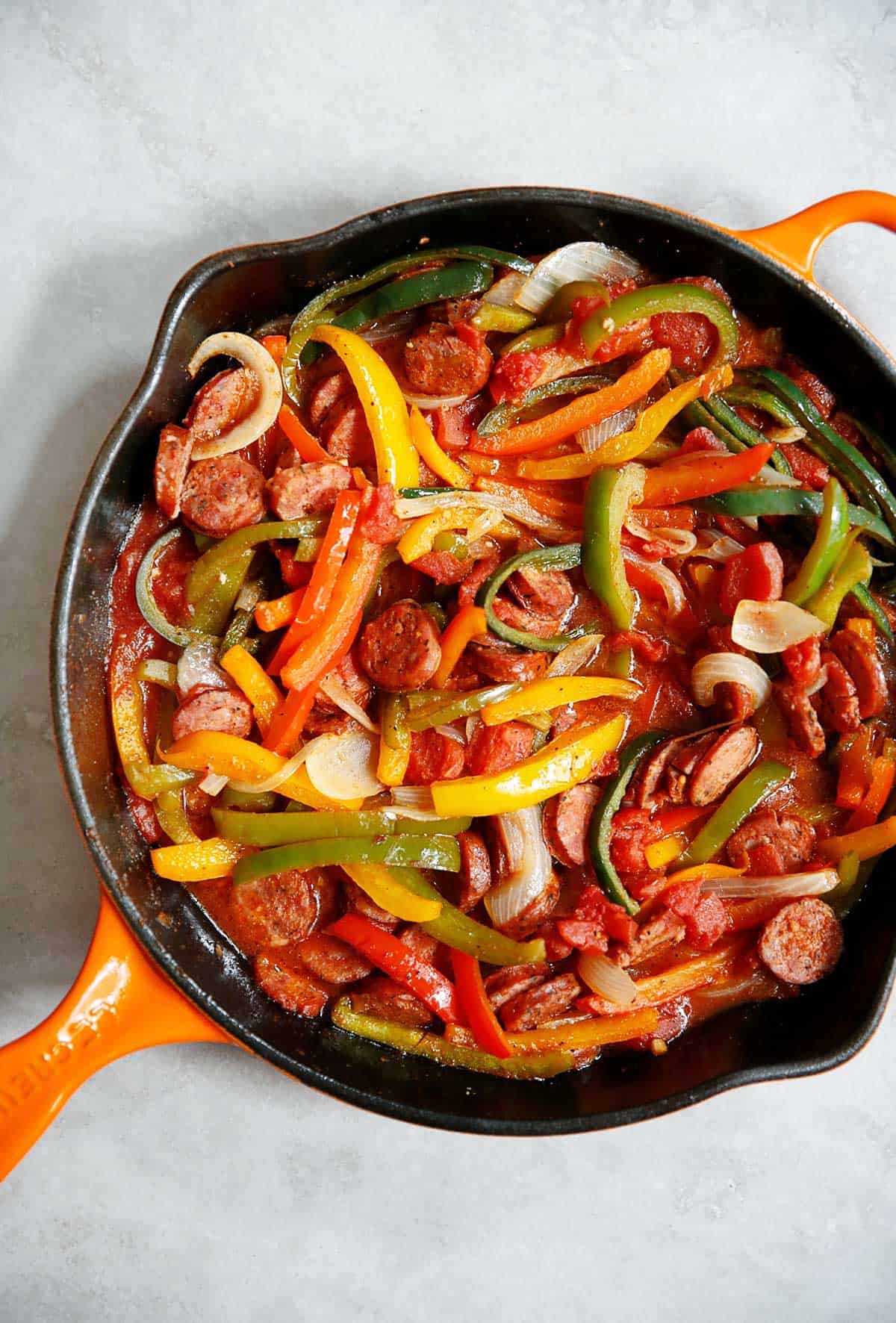 Easy Italian Sausage, Peppers + Onion Skillet (Vegan) 