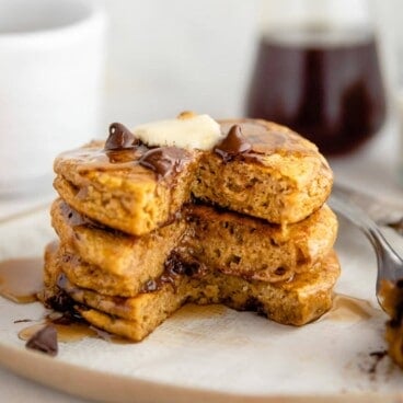 Pumpkin Protein Pancakes with Chocolate Chips - Lexi's Clean Kitchen