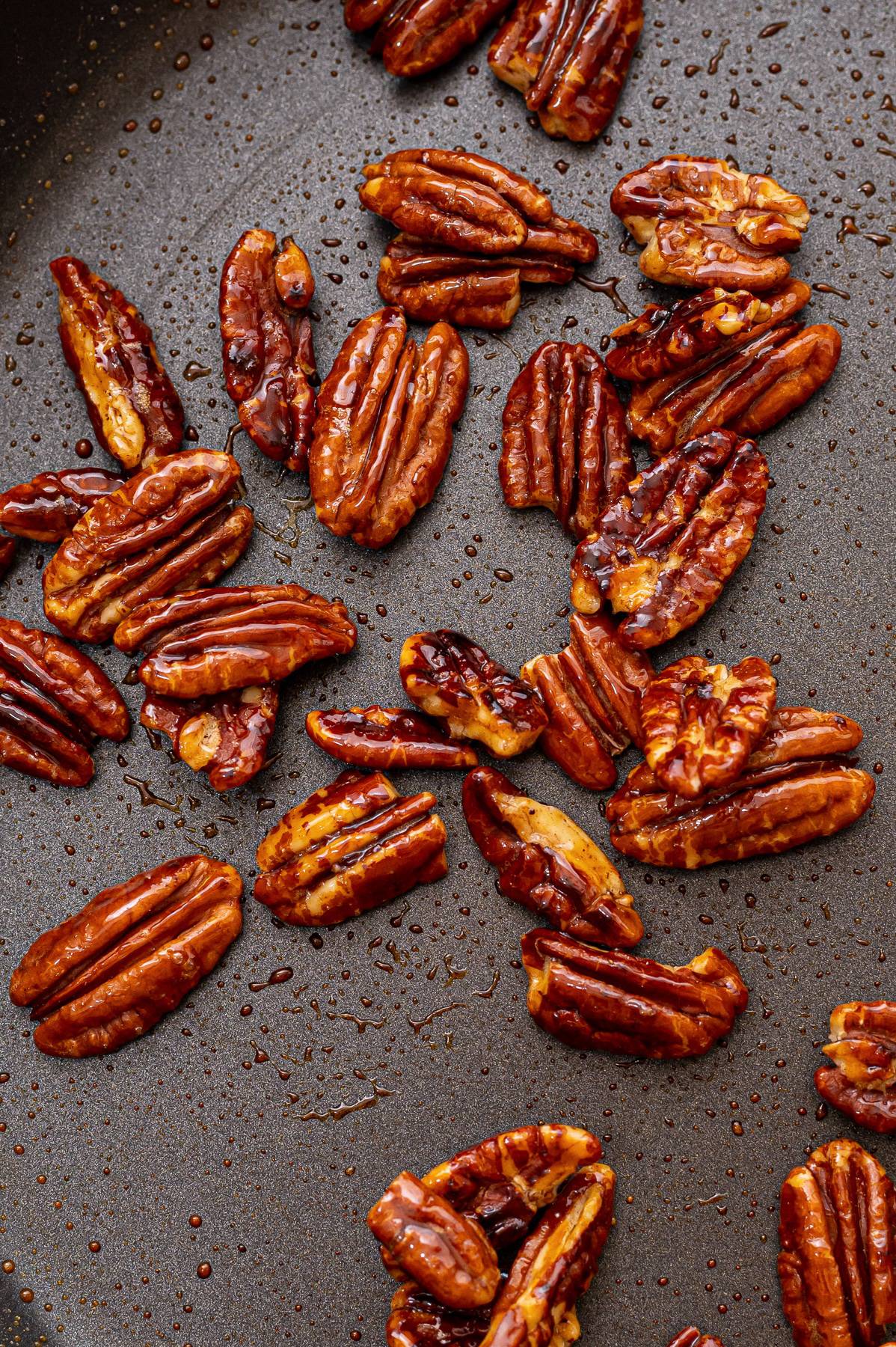 Quick candied pecans