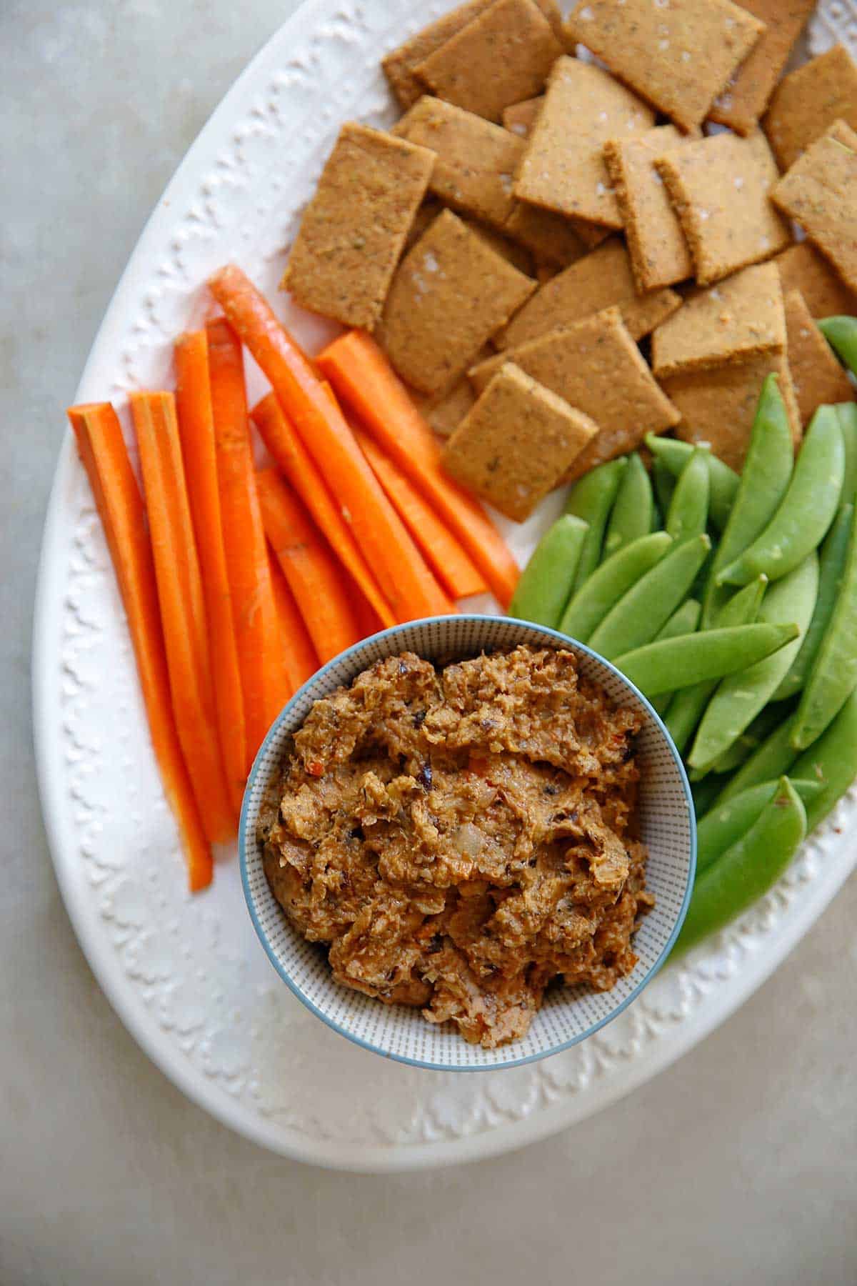 Roasted Eggplant and Tomato Dip with veggies