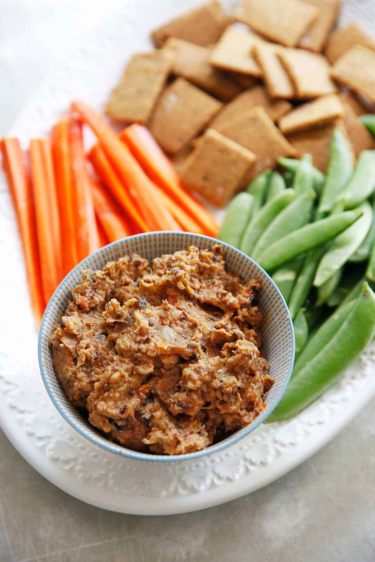 Roasted Eggplant Dip with Homemade Garlic, Herb, and Sea Salt Crackers | Lexi's Clean Kitchen