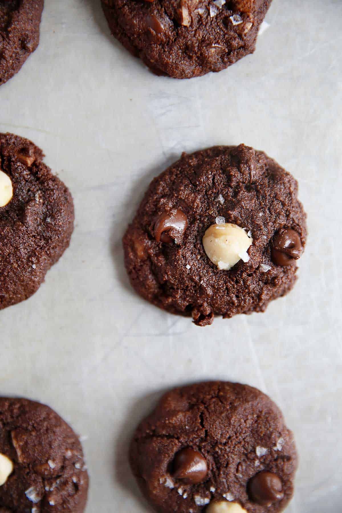 Double Chocolate Macadamia Nut Cookies - Fork Knife Swoon