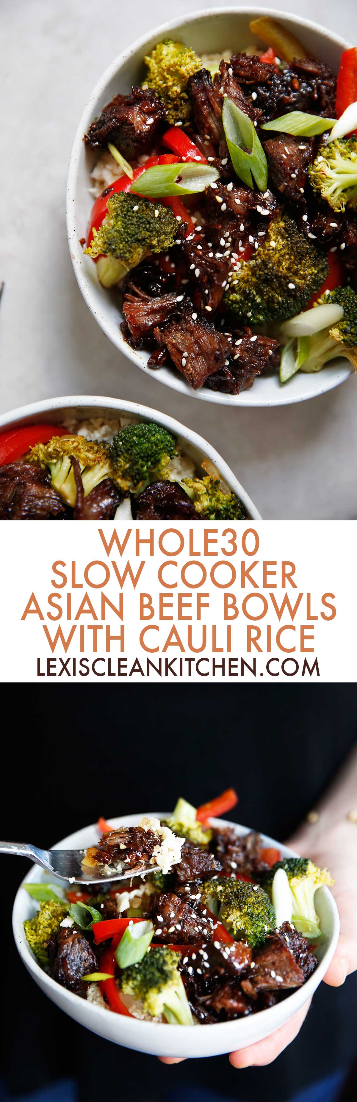 Slow Cooker Asian Beef Bowls [low-carb, grain-free, dairy-free] | Lexi's Clean Kitchen