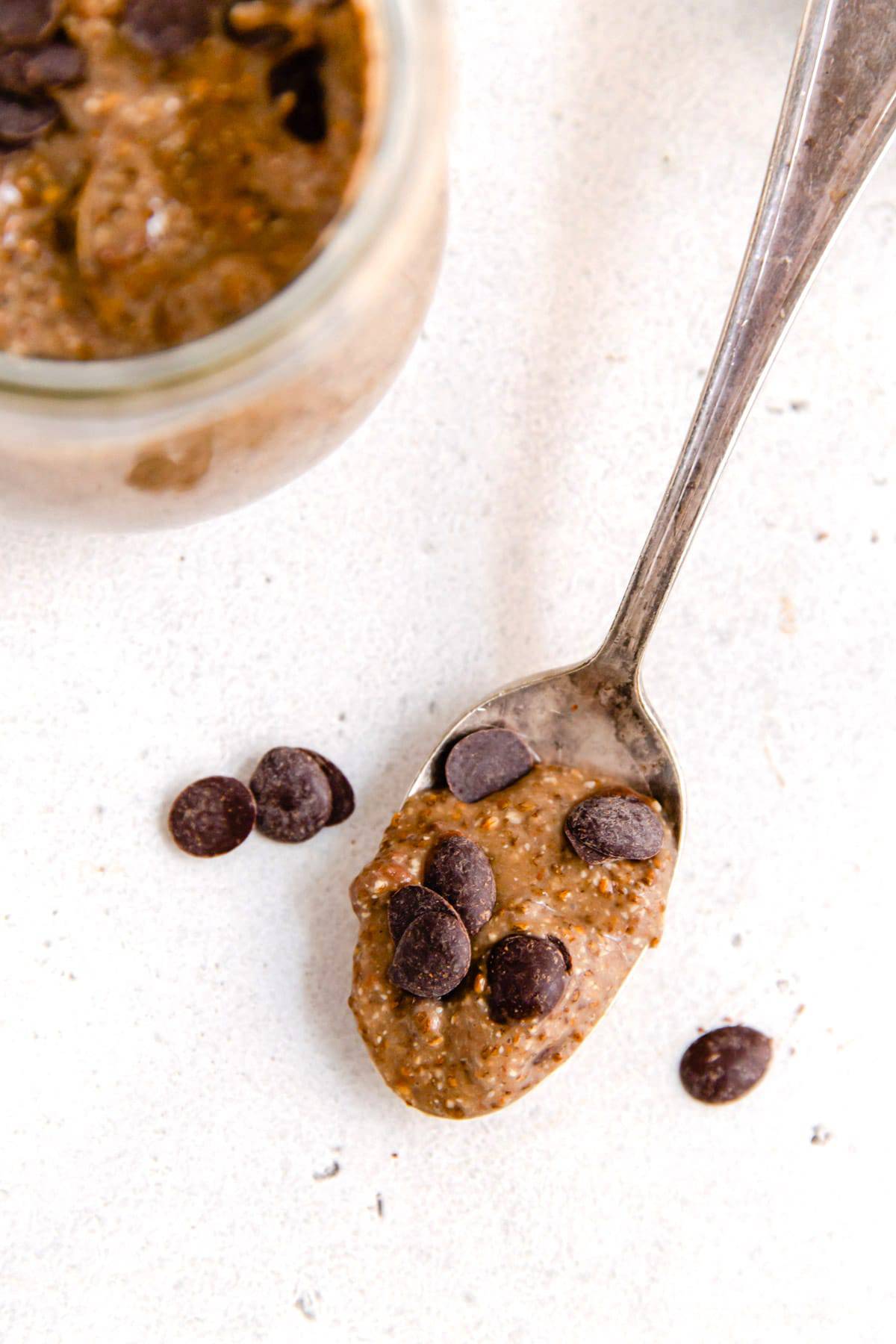 A spoonful of espresso chia seed pudding.