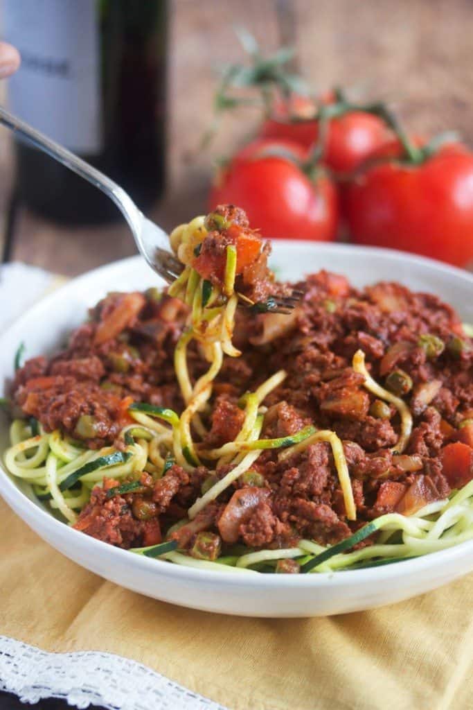 Hearty Bolognese, see more at http://homemaderecipes.com/healthy/11-vegetable-spiralizer-recipes