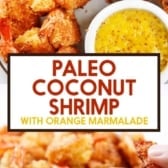 Pinterest image for paleo coconut shrimp.