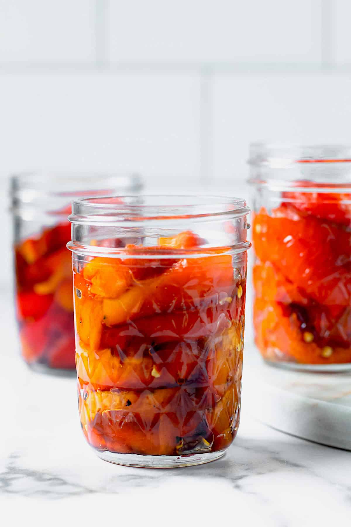 Jars of Roasted Red Peppers.