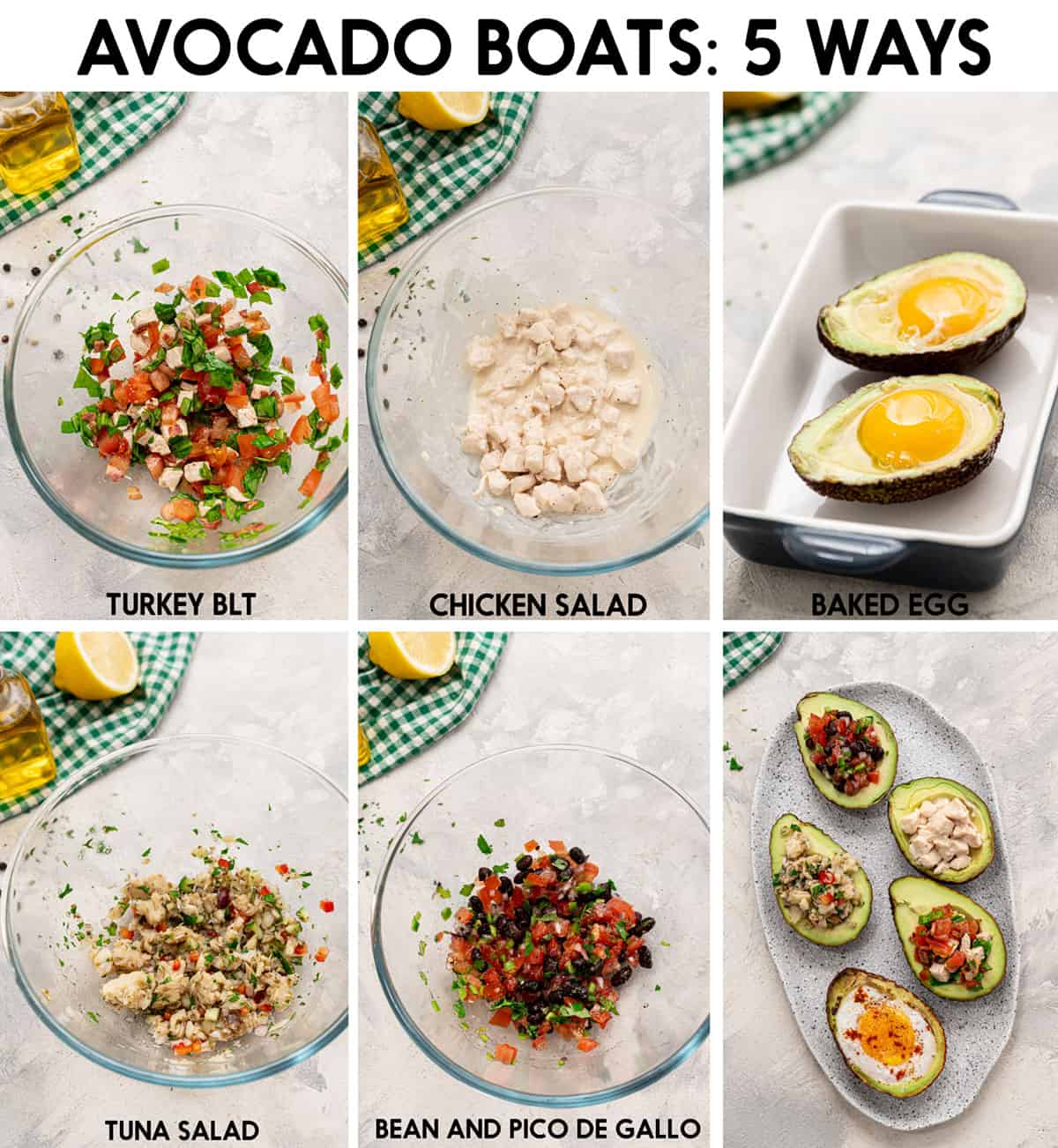 Avocado Boats 5 Ways