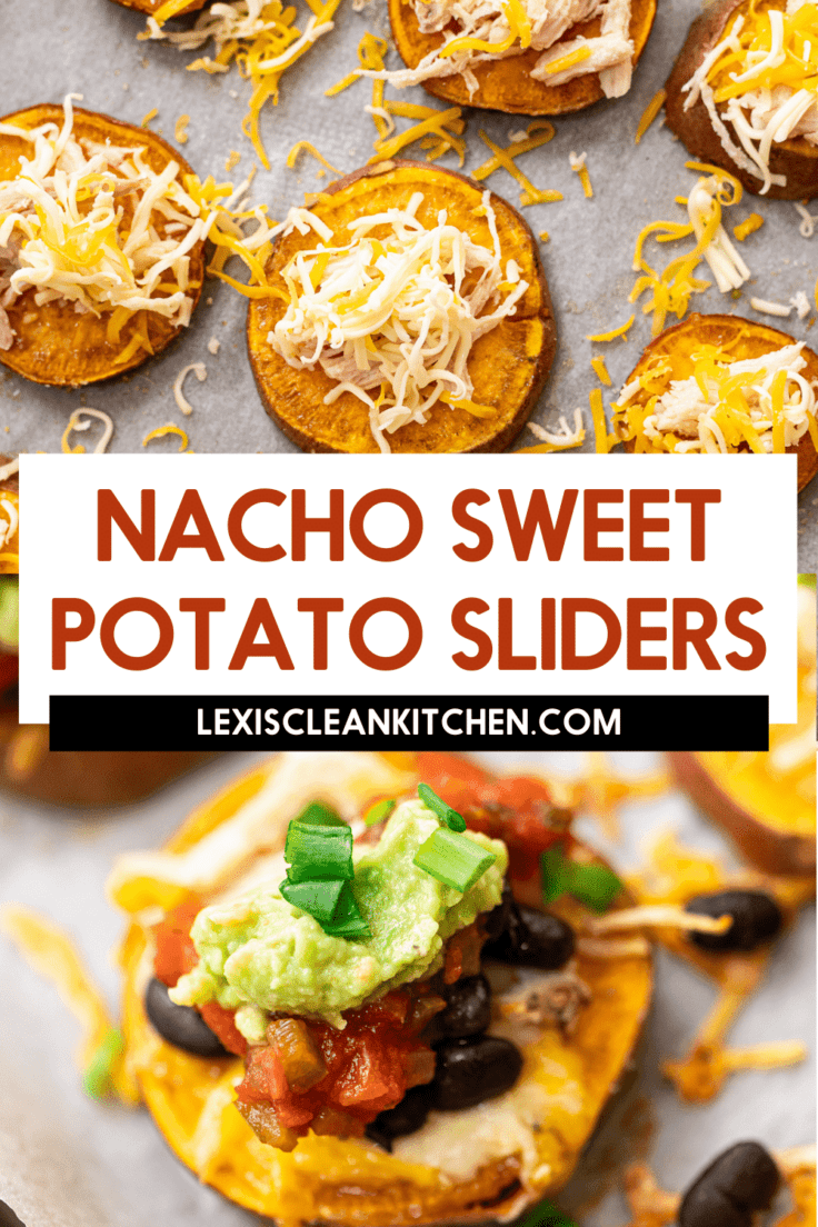 Sweet potato sliders with nacho toppings.
