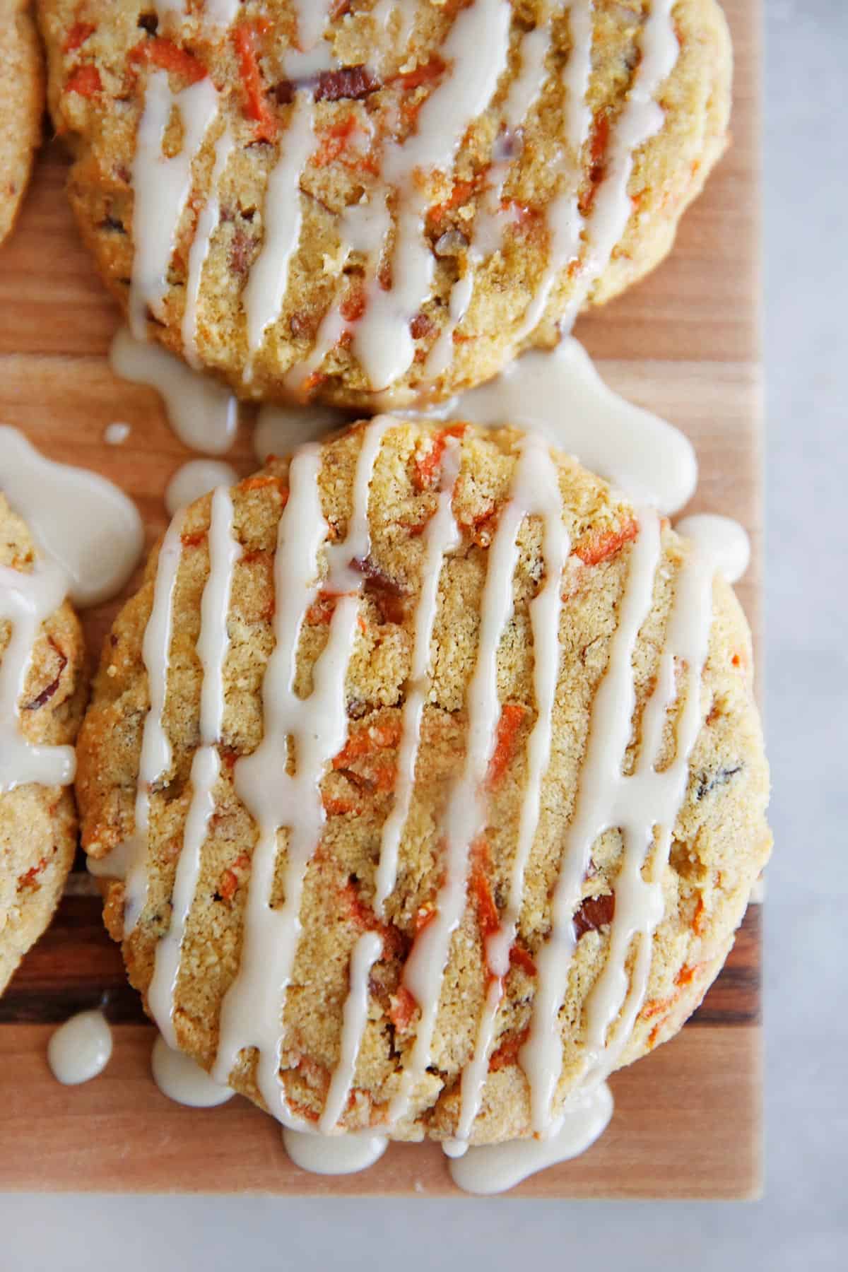Gluten Free Carrot Cake Cookies (With Maple Glaze)