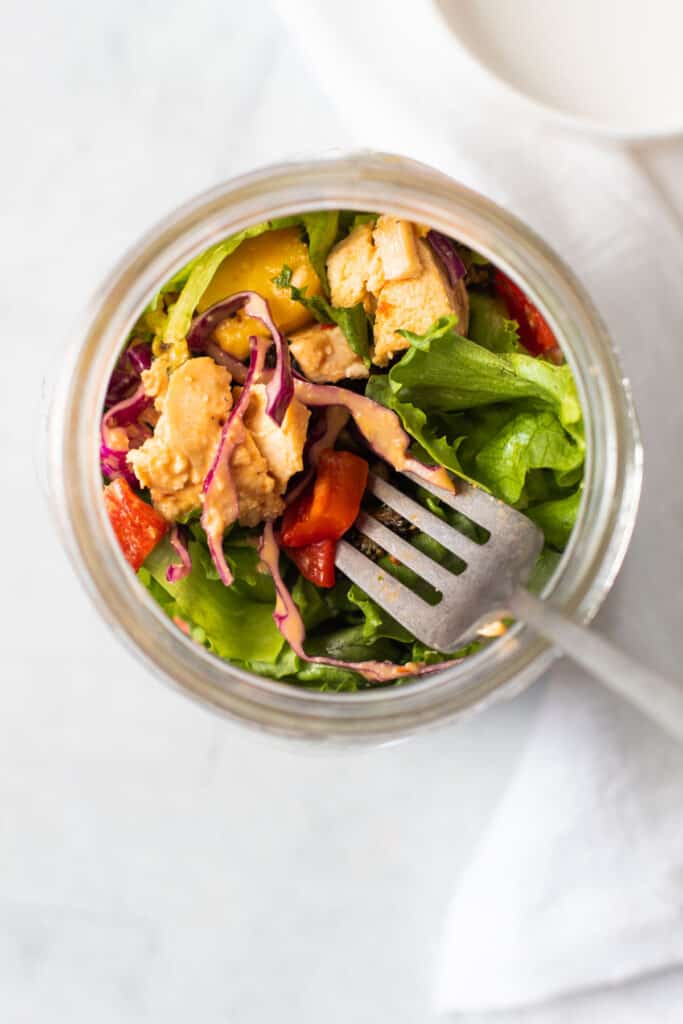 Mason jar thai chicken salad.