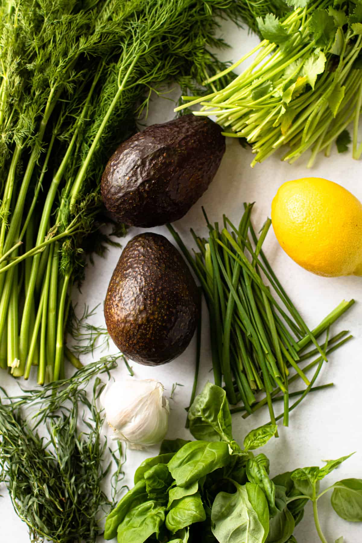 Ingredients needed for vegan green goddess dressing.