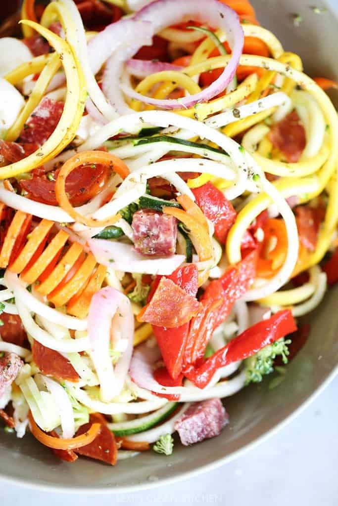 Spiralized Healthy Antipasto Salad