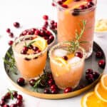 Festive glasses of Cranberry Margaritas
