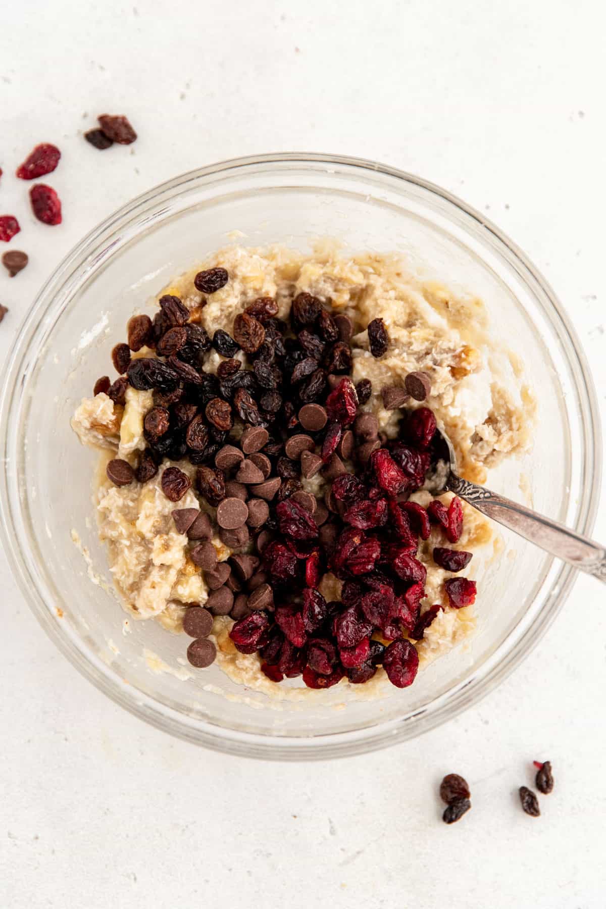 Breakfast cookie ingredients in a bowl.