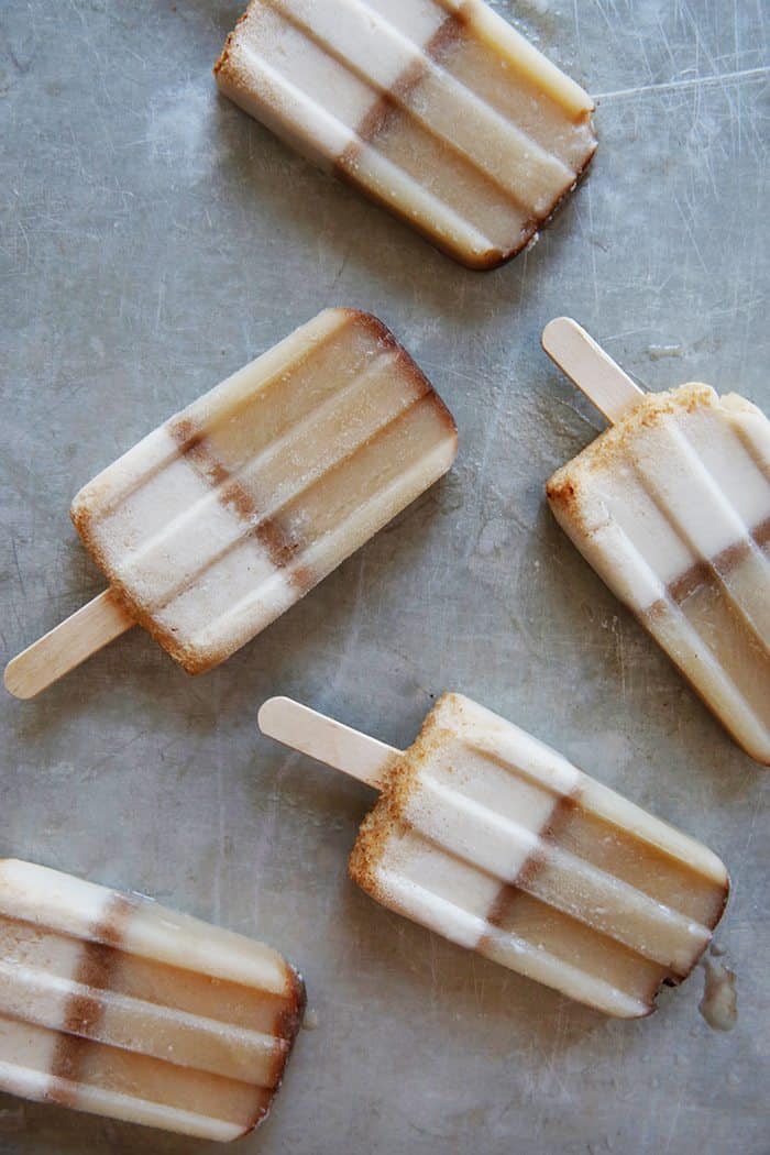 Healthy Chai dessert popsicles on a tray.
