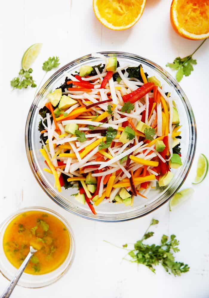 Jicama Kale Salad with Orange Lime Dressing