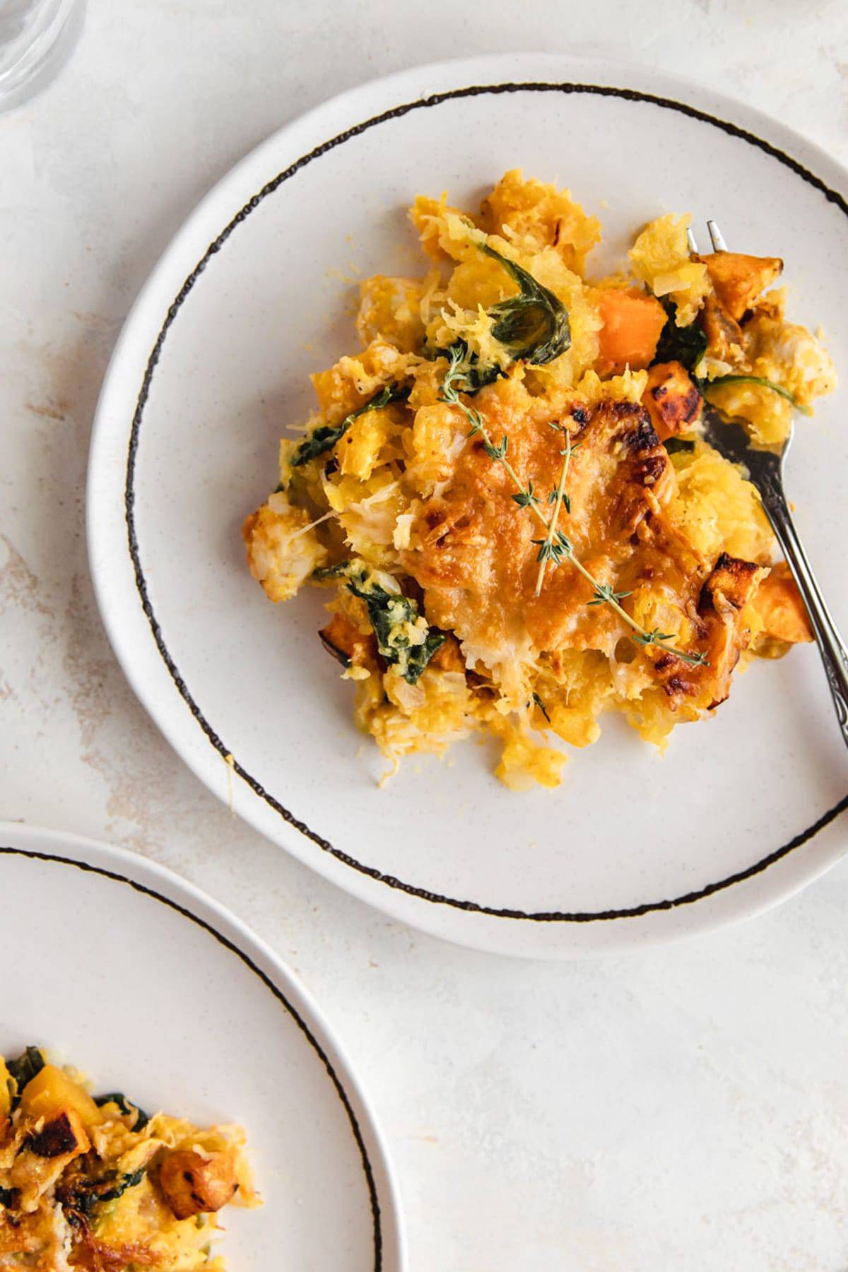 Pumpkin casserole on a plate.