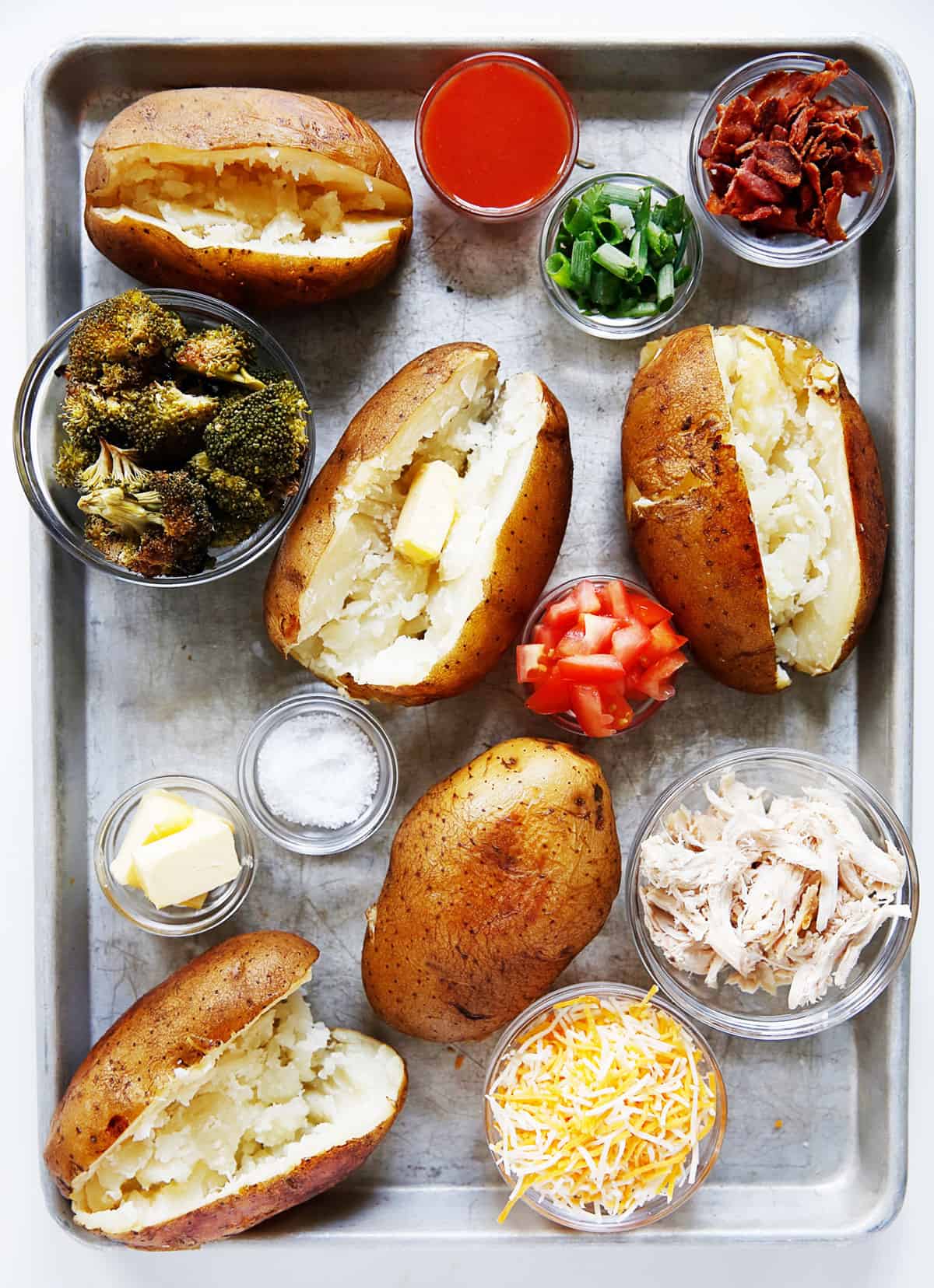 Baked Potato Bar with topping ideas