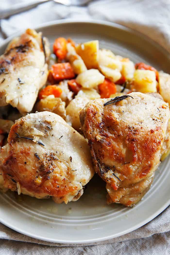 Slow Cooker Chicken and Vegetables on a plate