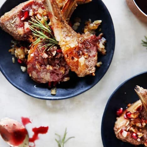 Lamb Chops with Crispy Shallots and Pomegranate Sauce