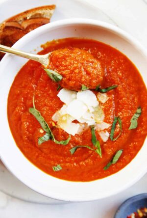 Easy Tomato Basil Soup with Easy Grilled Cheese