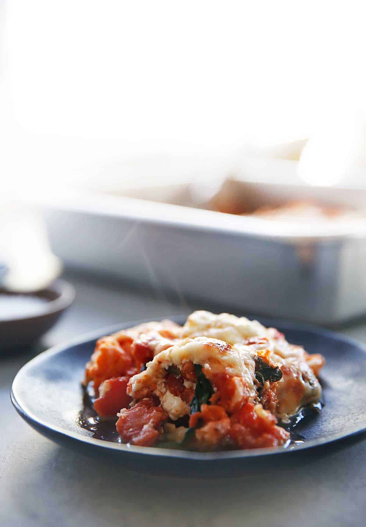 A baked cauliflower pasta dish.