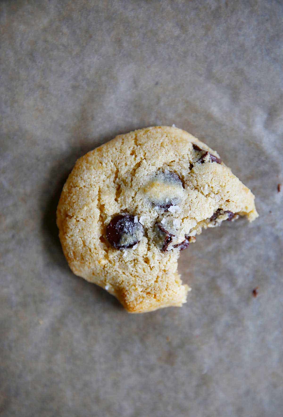 bite shot of honey chocolate chip cookies paleo