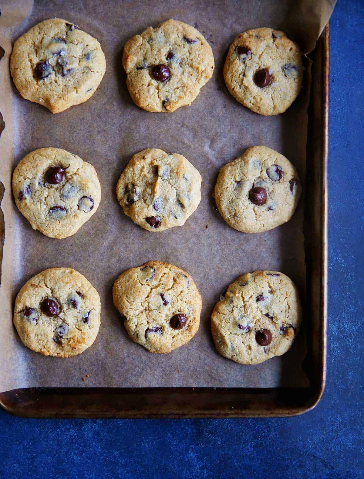 paleo almond flour cookies on a baking tray