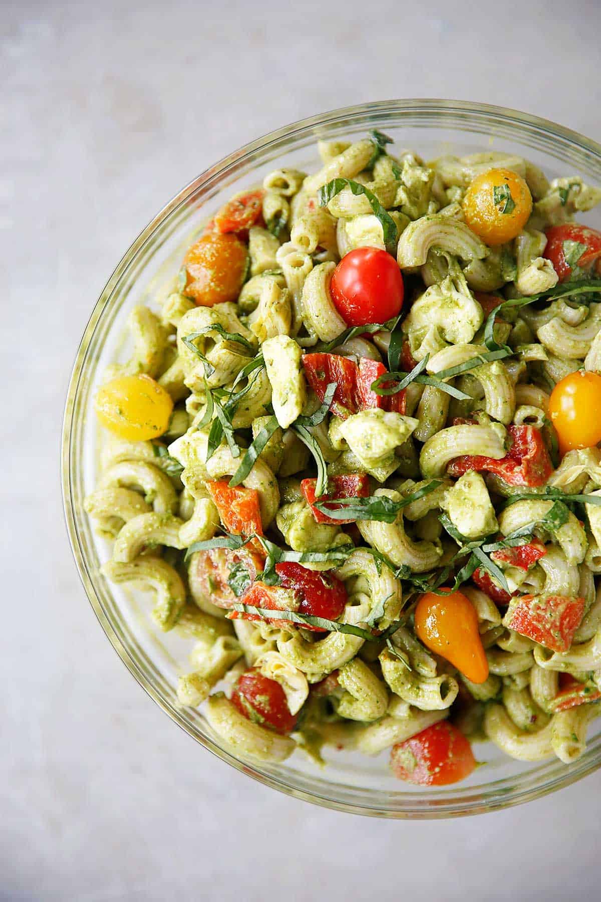 Caprese Pesto Pasta Salad - Lexi's Clean Kitchen