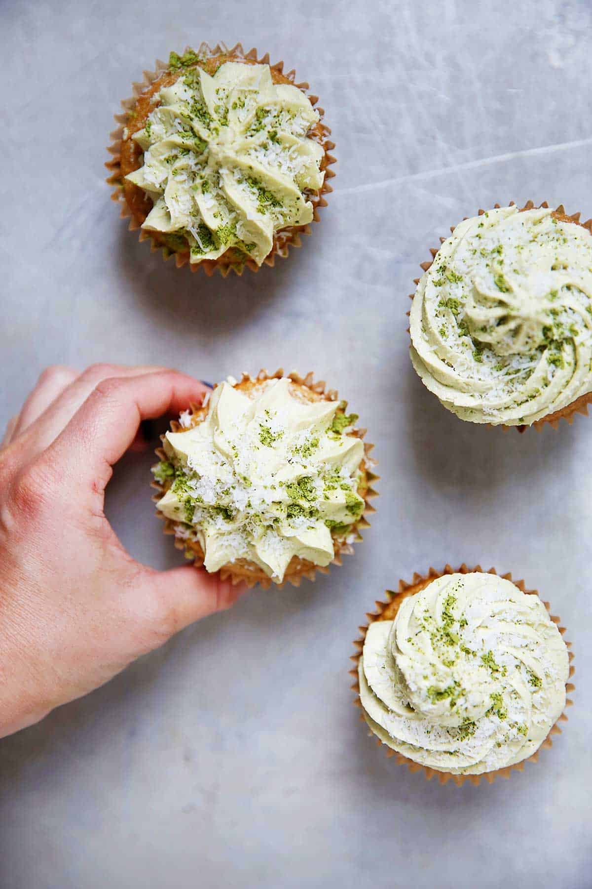 Paleo Cupcakes With Matcha Coconut Buttercream Frosting