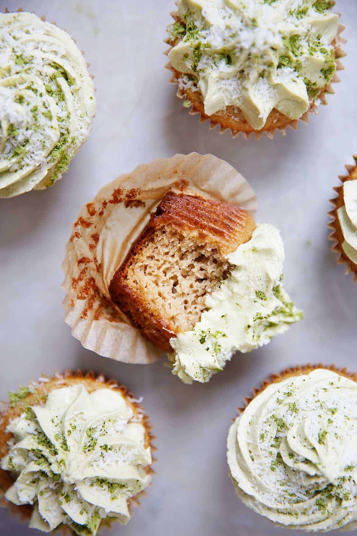 Paleo Cupcakes With Matcha Coconut Buttercream Frosting