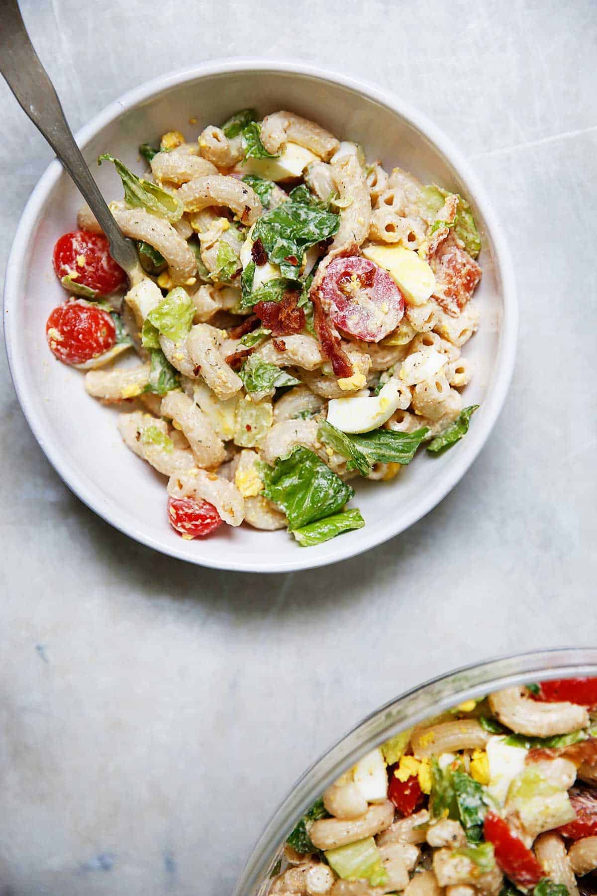 BLT Pasta Salad recipe in a bowl