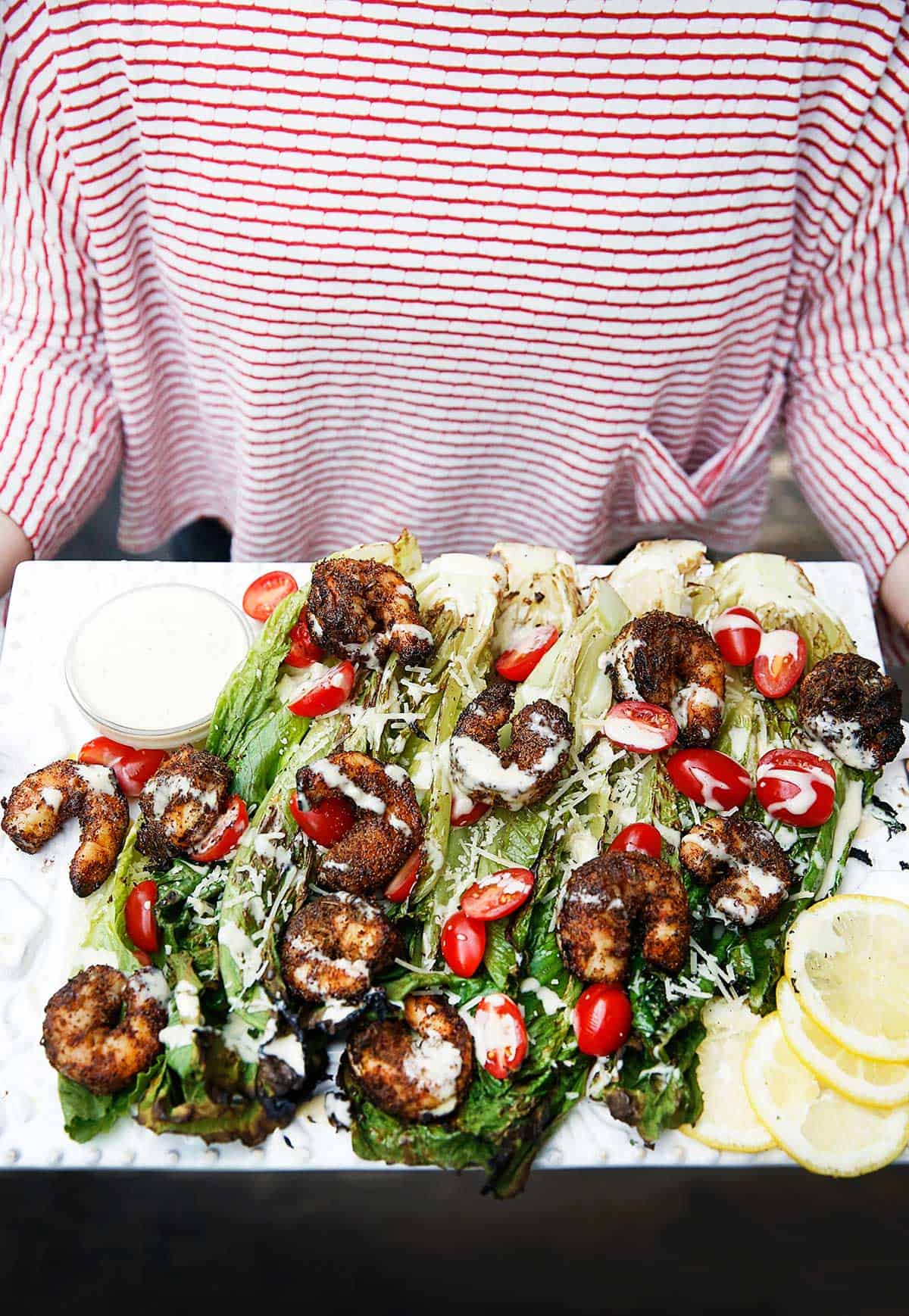 Grilled Caesar Salad With Blackened Shrimp (Grain-free, paleo-friendly, gluten-free) | Lexi's Clean Kitchen