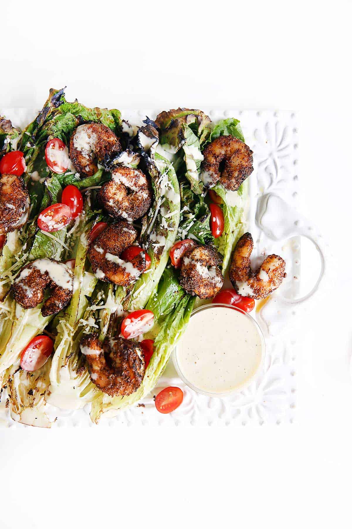 Grilled Caesar Salad With Blackened Shrimp