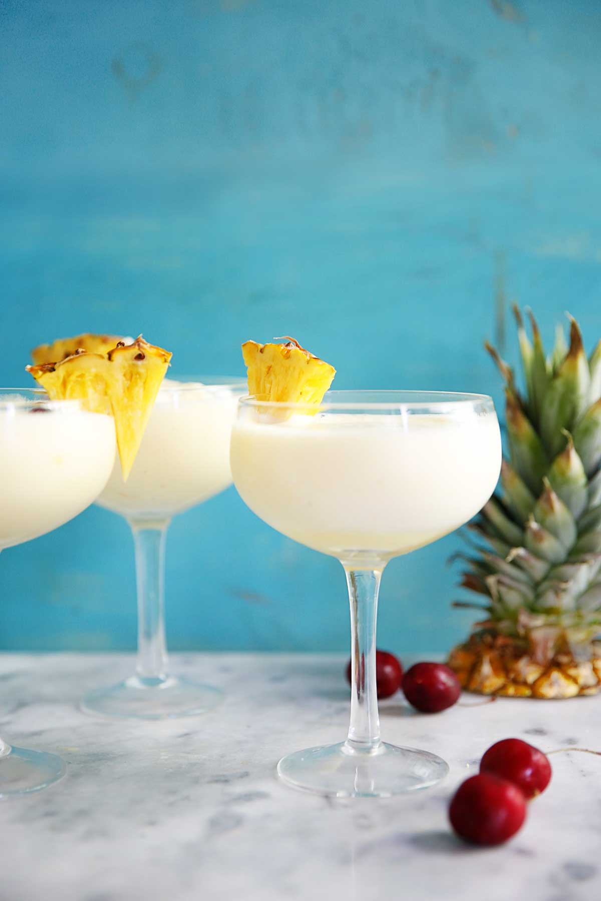 Healthy Pina colada recipe in glasses.