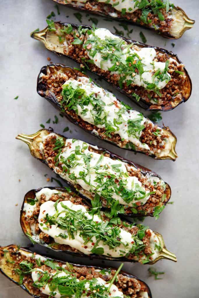 Loaded Grilled Eggplant With Creamy Herb Sauce Lexi S Clean Kitchen   Loaded Grilled Eggplant Creamy Herb Sauce Vegetarian7 683x1024 