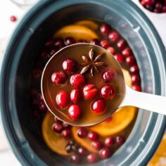 Slow Cooker Mulled Cider (with a Caramel Pecan Rim)