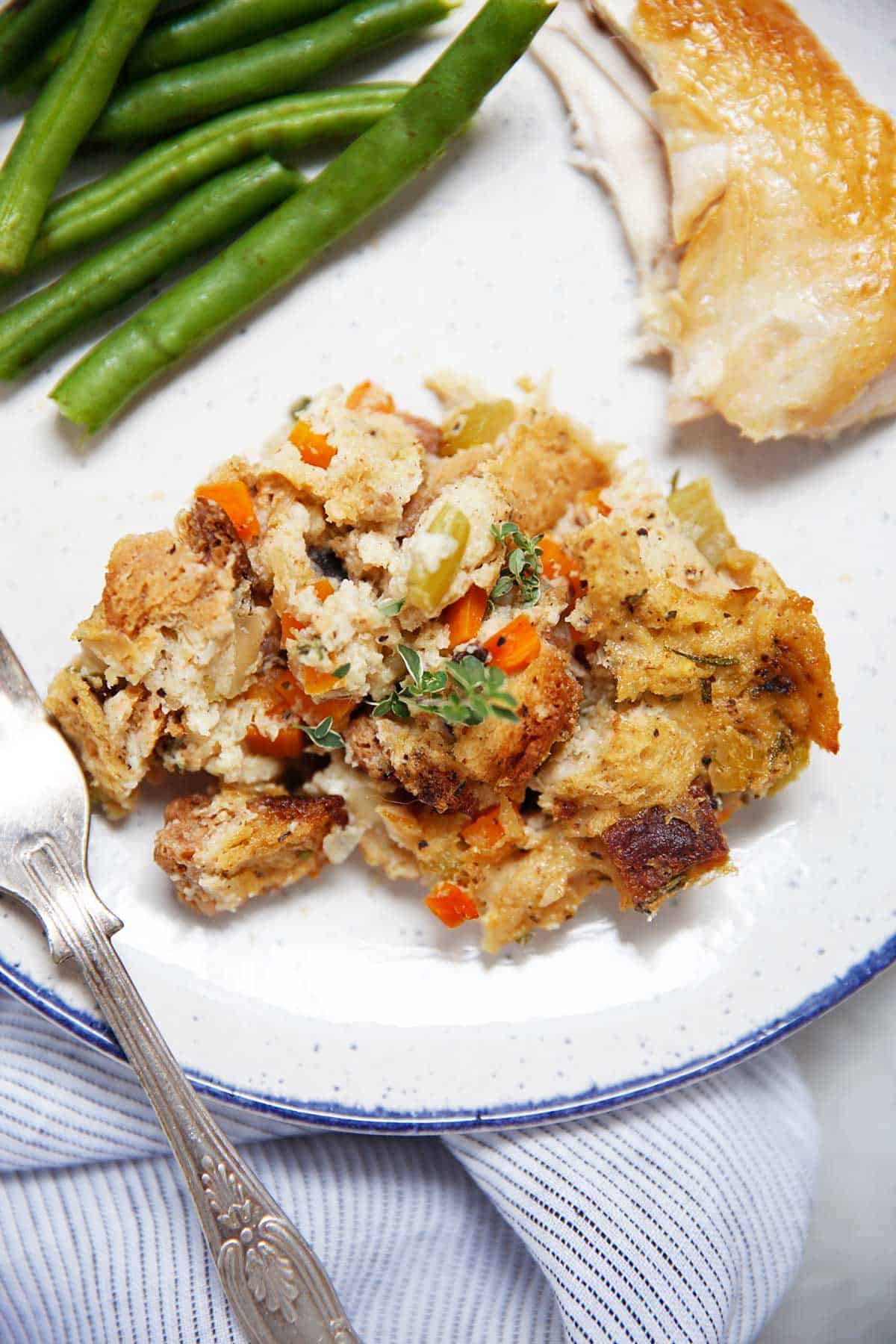 Gluten Free Thanksgiving Stuffing on a plate